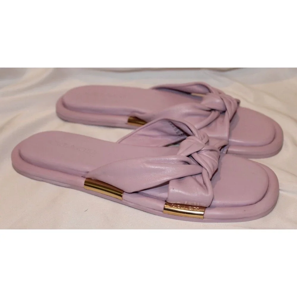 Coach Brooklyn Leather Sandals Violet Lilac Purple Twist Knot Slides Women's  7